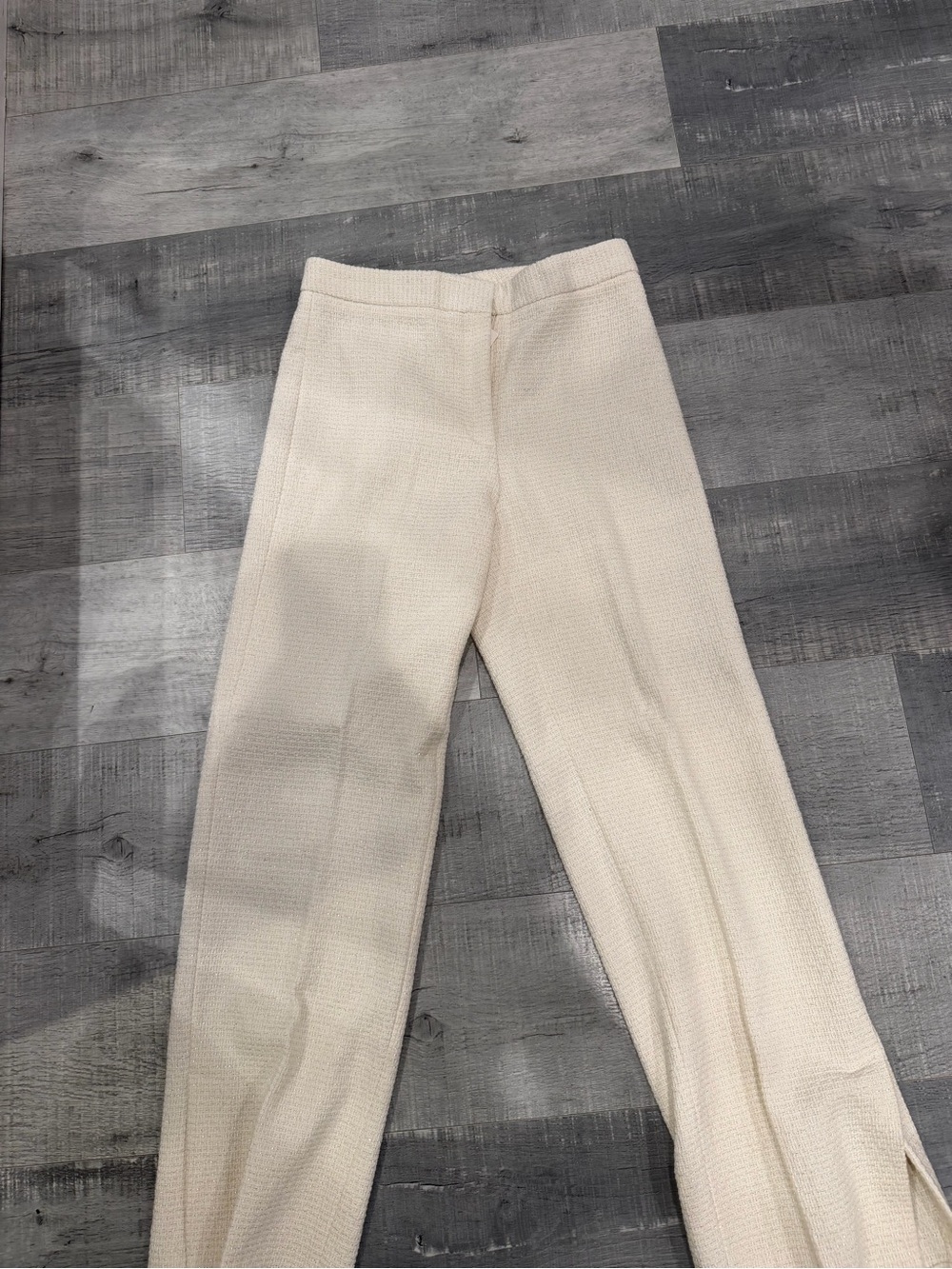 Zara Cream Women's Knit Straight-Leg Pants